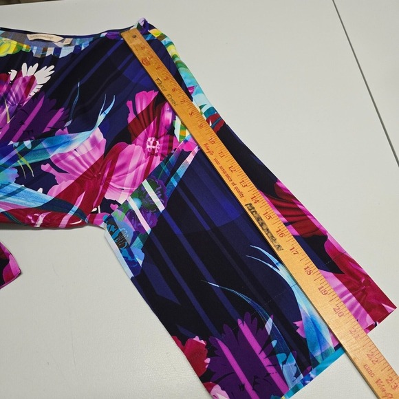 Soft Surroundings Mignon Top Womens Large Colorful Floral 3/4 Sleeve Tropical - Picture 10 of 11